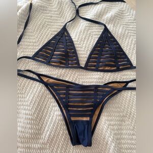 Beach Bunny navy blue bathing suit